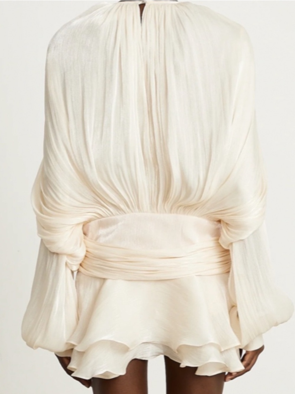 Women's Cream Pleated Tie-Neck Dress - Picture 2 of 14